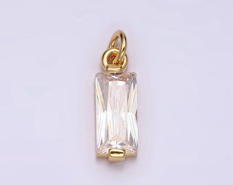 24K Gold Filled Clear Baguette CZ Bezel Add-On Charm | AC881