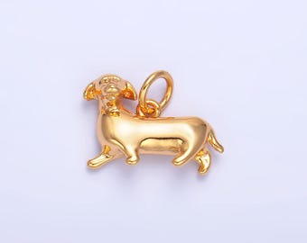 24k gold filled weiner dog dachshund charm 8x16mm charm silver bracelet necklace pendant animal charms w388