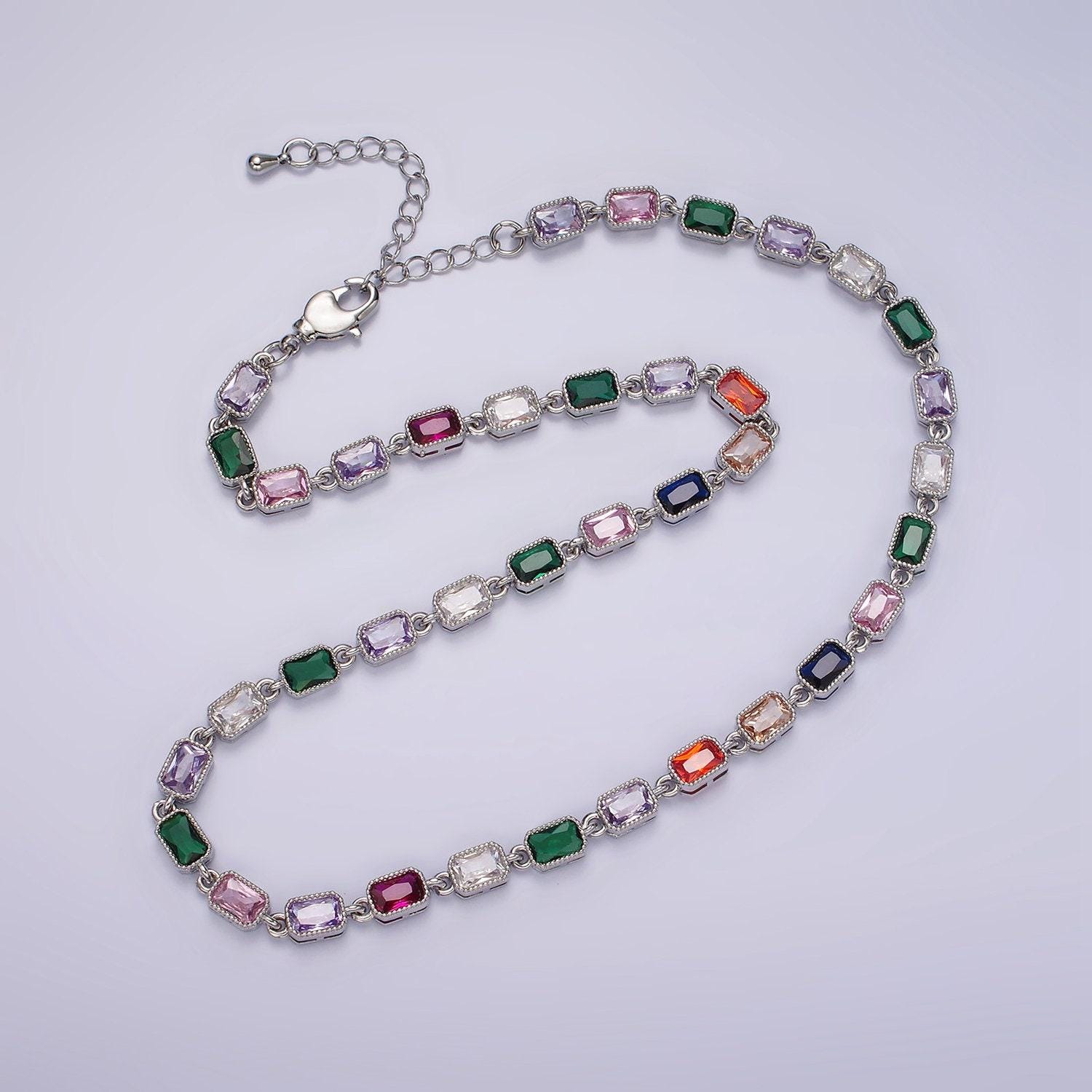 イ*チ様 santaku gemstone necklace Gold Filled Necklace Colorful Cz Stone Necklace Gemstone Necklace