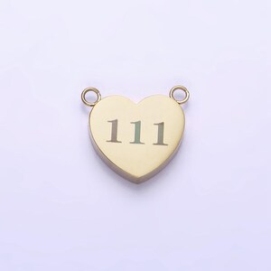 Stainless steel 14k gold filled angel number numerology engraved heart connector tarnish free charm connector | p541 - p549
