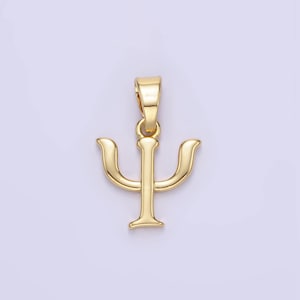 Dije de fraternidad de hermandad PSI con letra griega bañado en oro de 24 k para pulsera, collar, componente AA1351