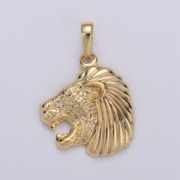 Lion Head 24K Gold  Pendant Lion Roar  Charm,Majesty Pendant, The King of Nature Charm For DIY Jewelry, Gold ColorPDGF-1991