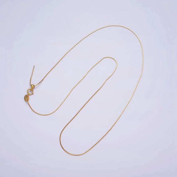 Dainty 24K Gold Vermeil Box Chain Necklace 925 Sterling Silver Necklace Chain w/ Heavy 24K Gold Plated 18 inch | WA1960