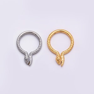 Stainless Steel 10.5mm Textured Snake Pull Gate Round Finding in Gold & Silver Serpent Ring Clasp Charm Holder DIY Supply | Findings-00228
