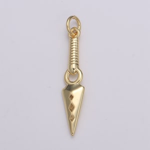 1pc 24k Gold Peg Charm, Spear Pendant Charm, Charm, For DIY Jewelry, E-200