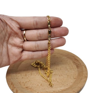 1pc 13.8&#39;&#39; Ready to Use 24K Gold  Cuban Curb Necklace Chain, Layering Curb Chain  Necklace, Lobster Clasp, Width is 2.2mm,CH-869