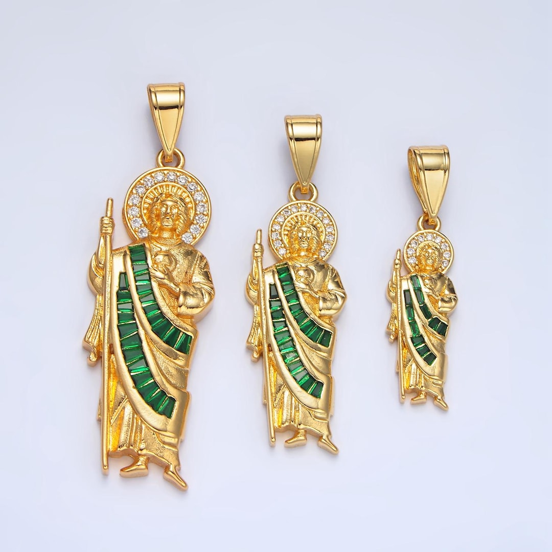 24k Gold Filled Saint Jude Necklace Pendant San Judas Tadeo Cadena ...