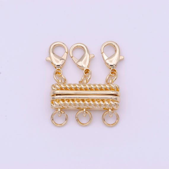 Gold layered necklace detangler, 2 / 3 detangler clasp, layering necklace spacer, multi strand necklace, untangling clasp for bracelet k-292