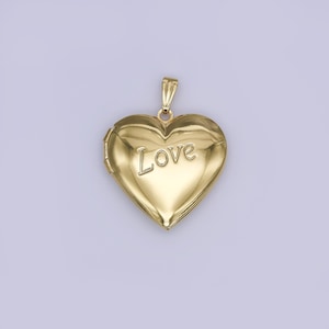 Minimalist love Heart Locket Pendants Photo Locket Charm for Necklace bracelet in 24k gold filled Supply Ah-484