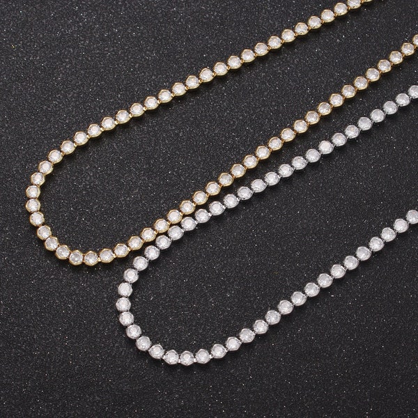 Round Cubic Zirconia Tennis Necklace , Diamond Necklace , 14K Gold Filled Tennis Adjustable Necklace, Gift for her WA-600