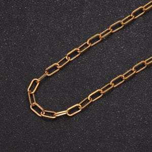 24k gold filled 10x5mm thick paperclip chain, 19.5 inch paper clip unfinished chain for jewelry making, wa-1379