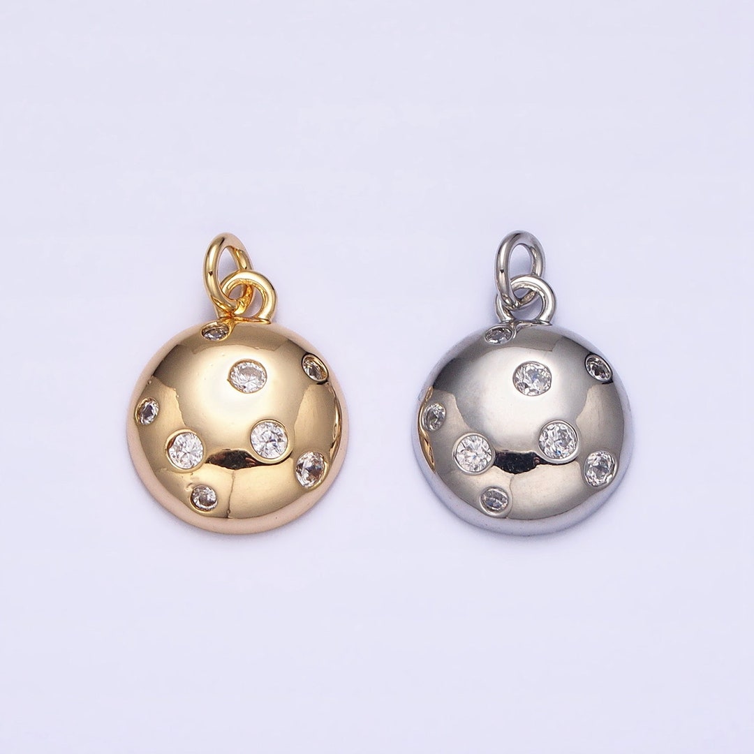 Dainty Gold Bubble Charm, Bubble Pendant, Bubble Round Ball Charm, Tiny