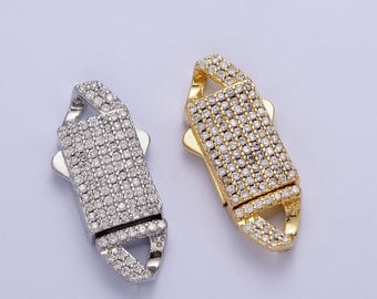 Gold full pave cz box buckle clasp for bracelet making k-100 k-105