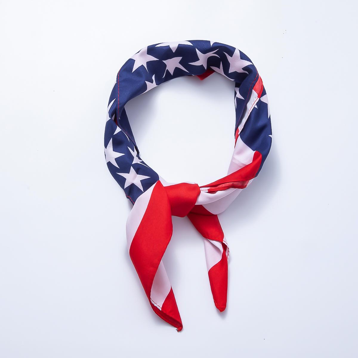 Patriotic Satin Scarf American Flag Bandana 4th of July Neckwear Red ...