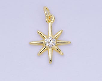 24K Gold Filled 7mm Micro Paved CZ Celestial North Star Charm | AH686