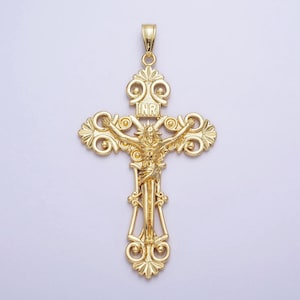 Big 24k gold filled cross charm 72mm x 38.4mm cross pendant large cross pendant for necklace statement religious jewelry aa208
