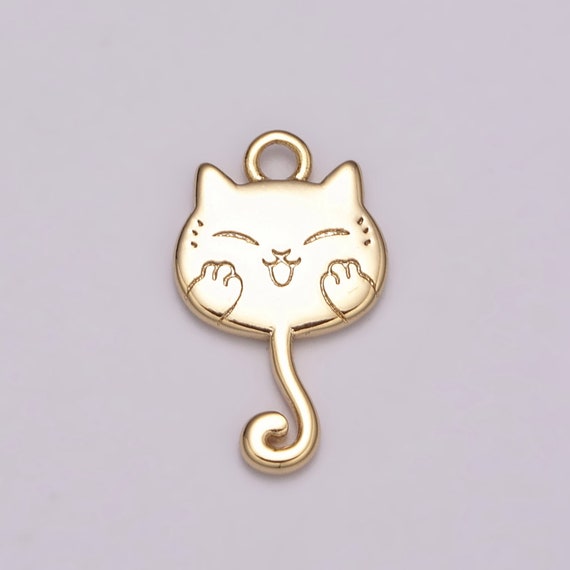 Cute Gold Hanging Kitty Kawaii Charm White Japanese Cat Charm for