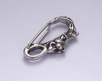 Stainless steel 45mm lion animal carabiner snap hook findings for keychain component supply | z665