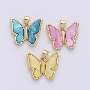 Mariposa butterfly charm pearl butterfly charm acrylic pendant for necklace earring bracelet component gold plated tarnish free i-849~i-851