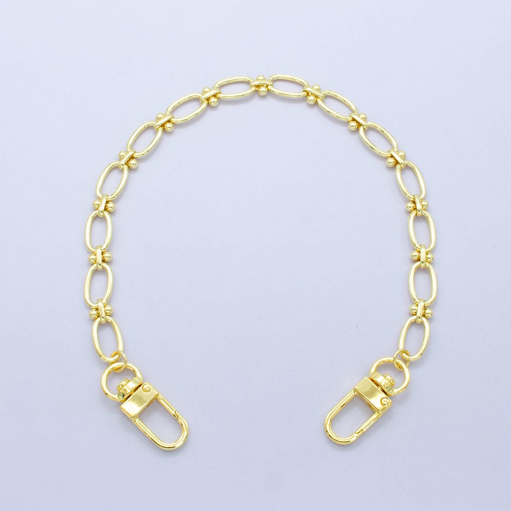 Long 24k Gold Filled Stadium Cable chain 11.5 inch for Party Bag Charm Supply DIY Supply for Tote Purse Charm Jewelry Making WA-2762