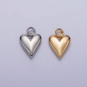 Mini Gold Heart Charm Pendant Puffy Heart Charm Silver 3D Gold Heart Charm for Bracelet Necklace Earring Supply Valentine Gift Idea AC305