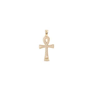 Ankh charm with cz egyptian pantheon, crux ansata, cubic zirconia necklace pendant micro pave charm bails for jewelry making h-746