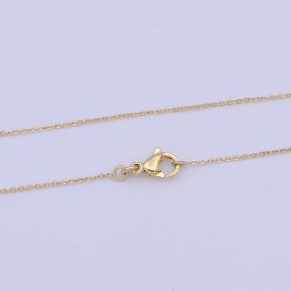 0.9mm Gold Cable Chain Necklace, 24K Gold Filled 17.5" Cable Rolo Link Ready to Wear Necklace | WA-1152
