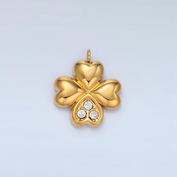 ステンレススチール製クローバーチャーム ラッキーチャーム | p-695