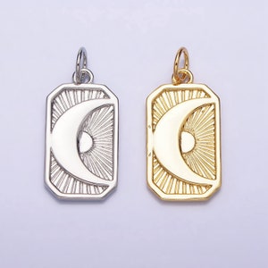 Dainty Tag Pendant Celestial Jewelry Necklace Component Supply Gold Silver Crescent Moon Celestial Charm Jewelry AC591