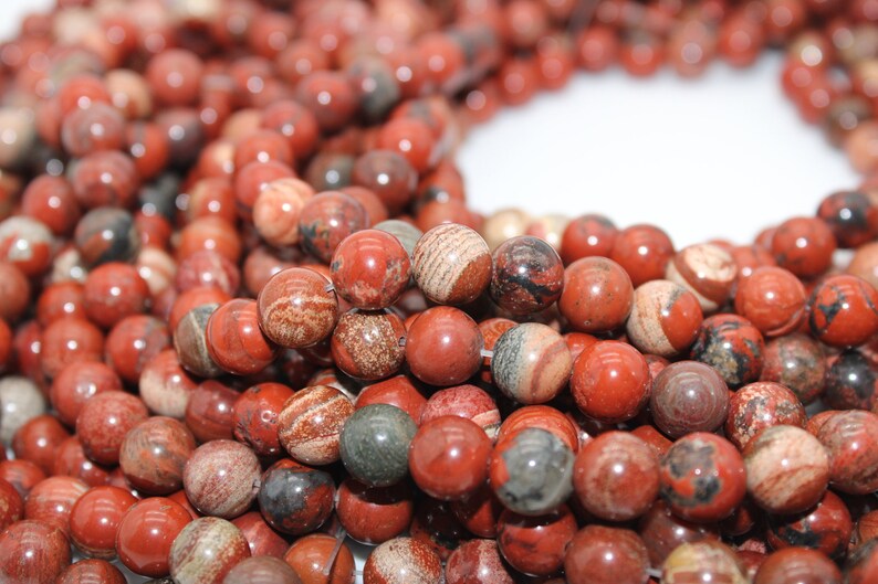 10mm Natural Poppy Jasper Round Beads 15.5 Great Etsy