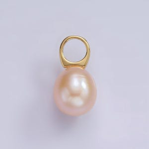 大きな穴 14k ゴールドフィルド 16 mm ピーチピンク淡水パール ボタンドロップ ウェディング ミニマリスト ジュエリー ネックレス イヤリング コンポーネント | p1663