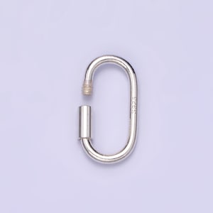 Dainty Slim Silver Oval Carabiner s925 Sterling Silver Dainty Screw Lock Clasp for Jewelry Making SL-487