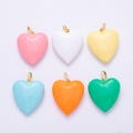 Puffy Red big Pastel Enamel Charm 18K Gold filled heart charm balloon pendant for Valentine jewelry making supply Key Chain Bag Charm Supply