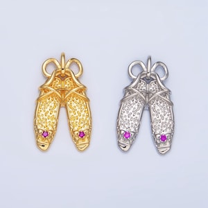 Dainty Ballerina Shoes Dangle Charm Minimalist Jewelry Making Gift for Ballet Girls Pendant AA117