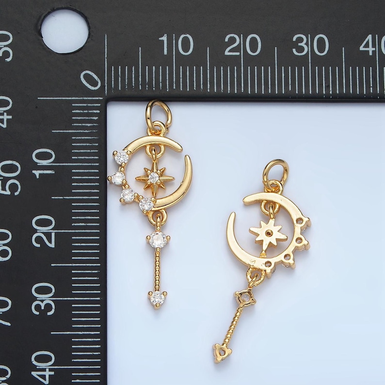 Magical Crescent Moon & Star Cz Drop Gold Filled Celestial Charm | M ...