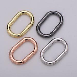 1x chunky gold spring gate ring, push gate ring, 24x38mm oval ring, charm holder 24k gold filled clasp for link chain connector