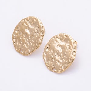 Gold Round Rustic Gold Stud with open loop stud earrings supply | FINDINGS-00199