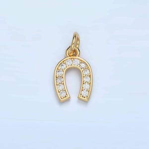 Lucky horseshoe micro paved cz gold filled charm | m-019
