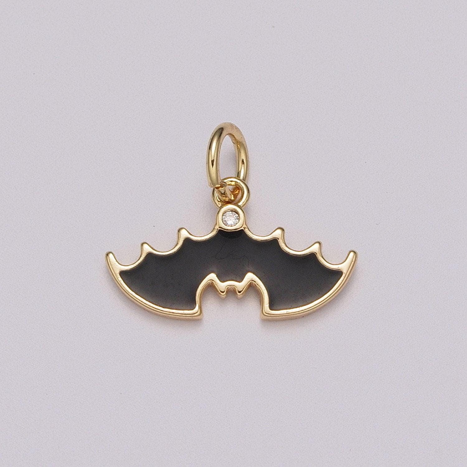 Dainty gold black bat charm enamel broom for halloween bat pendant halloween jewelry inspired for necklace bracelet earring supply