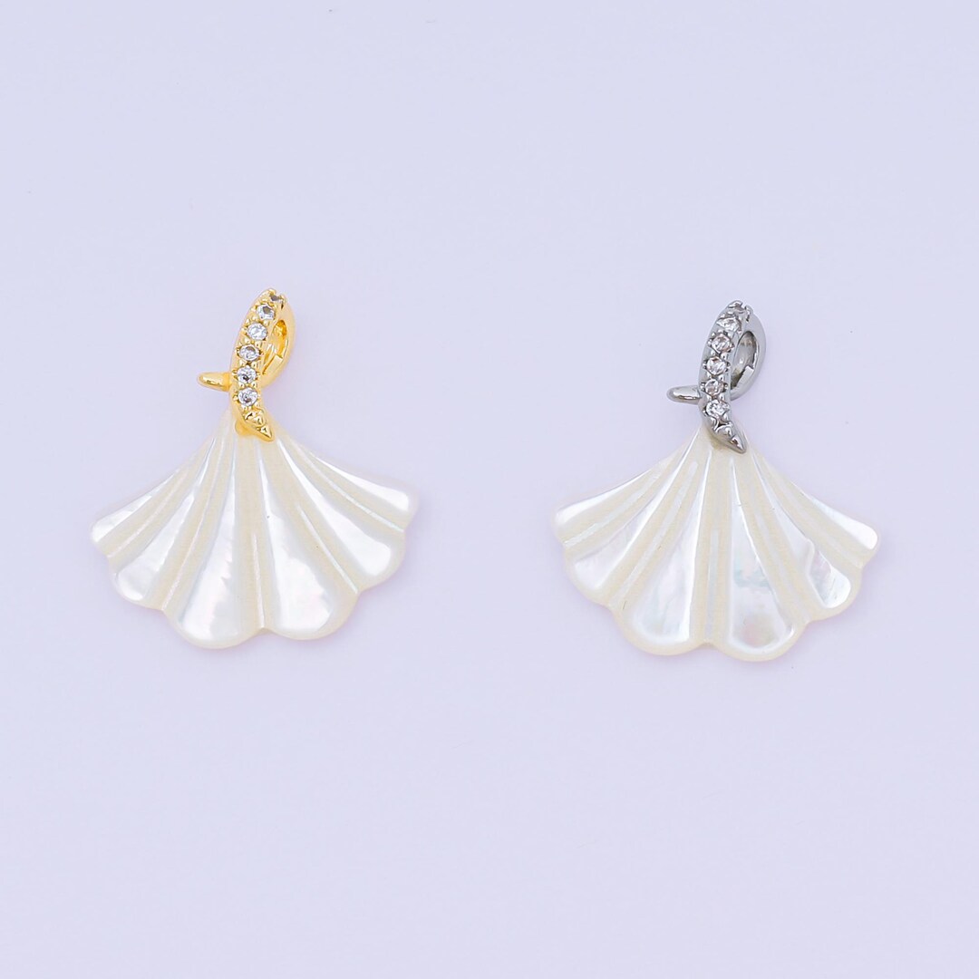 24K Gold Filled 18mm Micro Paved CZ Shell Pearl Fan-shaped Clam Shell ...