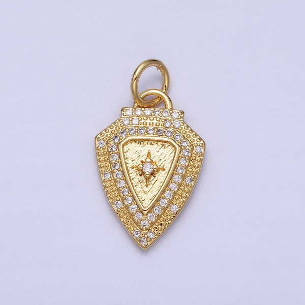 Mini Gold Plated Shield Charm Cubic North Star Charm for Necklace Bracelet Earring Component AC374