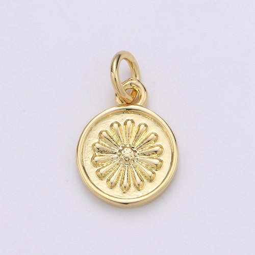 Dainty Sunflower Charm Gold Flower Charm for Bracelet Earring Etsy