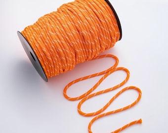 Jewelry Making Round Cords, Polyester & Spandex Cord Ropes 5mm Orange Color Braided Rope by Yards | ROLL-1734