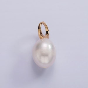 Big Hole 14K Gold Filled 18mm Freshwater Pearl Button Drop for Wedding Minimalist Jewelry For Necklace Earring Component | P1627