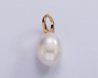 Big Hole 14K Gold Filled 18mm Freshwater Pearl Button Drop for Wedding Minimalist Jewelry For Necklace Earring Component | P1627