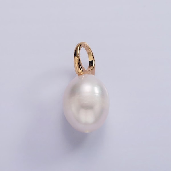 Gran agujero 14K oro lleno 18mm gota de botón de perla de agua dulce para boda joyería minimalista para collar pendiente componente/P1627