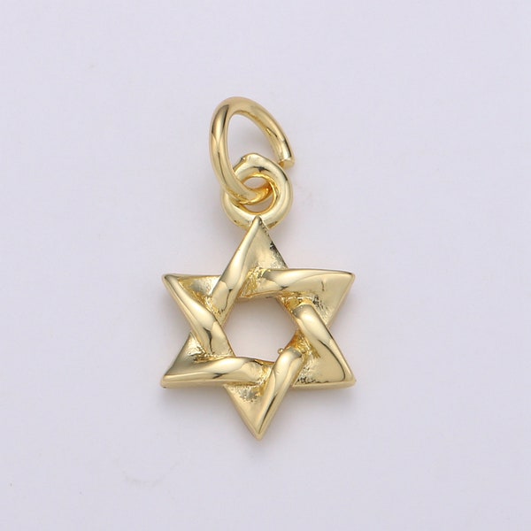 1pc Star of David Round 24K Goldfild  Charm, Jewis Star Pendant Charm,  Charm,For DIY Jewelry,Gold Color, CHGF-1953