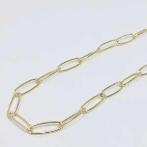 Paperclip Chain 24K Gold  by Yard,  Oval Link Chain by Foot, Paper Clip Link for DIY Craft, Roll-356