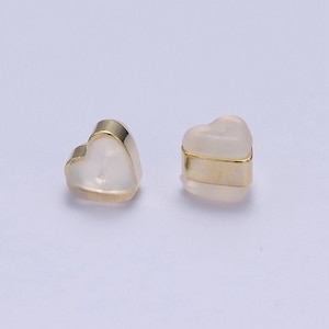 10 pair silicone earring backs replacements soft clear earring backs, heart shaped locking earring backs stopper for earring jewelry finding
