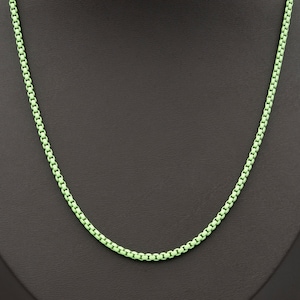 1pc 18&#39;&#39;+2 &quot; Ready to Wear LimeGreen Fancy Enamel Link Rolo Cable Chain Square Link Chain Necklace,Width 2.6mm Perfect for PendantCharm,1025
